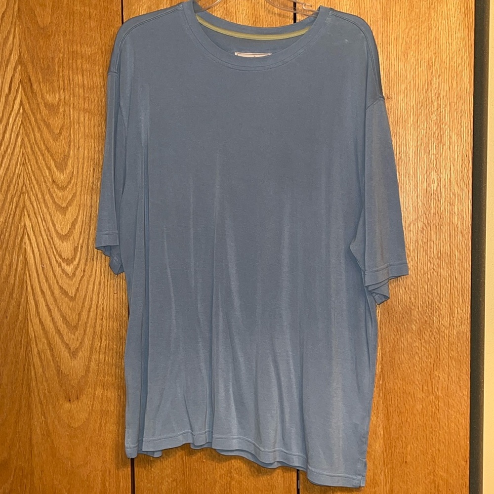 Paradise Collection modal stretch woven stretch light blue tee shirt XL VGUC